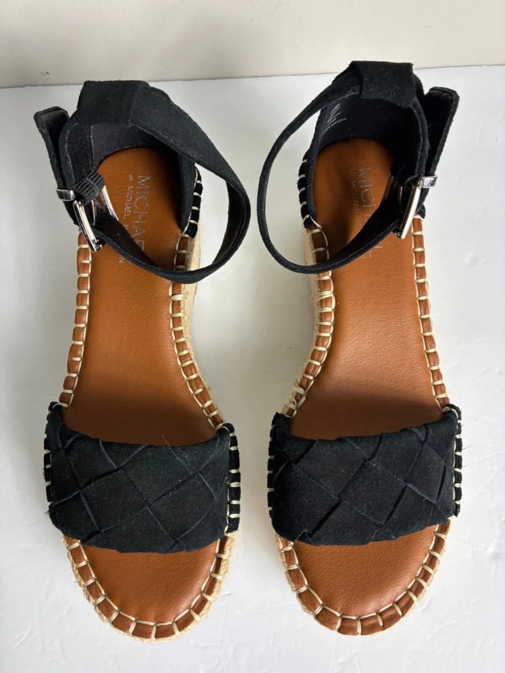 Women’s Black Espadrille Platform Sandals Ankle Strap Beach Vacation Cruise Sz 7